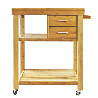 Home Aesthetics Rolling Kitchen Island Cart with Drawers Shelves, Towel Rack, Locking Casters, Butcher Block Food Prepping Cart Trolley on Wheels,