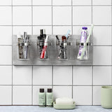 Besuerte Rustic Antique Mason Jar Organizer Hanging Wall Holder for Home Decor, Bathroom, Kitchen, Office, Farmhouse with 4-Jar,Gray Besuerte