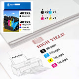 LC401XL Ink Cartridges for Brother Printer Compatible for Brother LC401 Ink Cartridges for Brother MFC-J1010DW MFC-J1012DW MFC-J1170DW Printer 5 Pack (2 Black, 1 Cyan, 1 Magenta, 1 Yellow) PayForLess