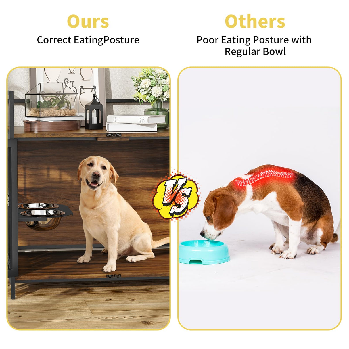 ROOMTEC Dog Crate Furniture-Style Cages for Large Dogs Indoor Heavy Duty Super Sturdy Dog Kennels with 2 Stainless Steel Bowls (48Inch = Int.dims: 46" W x 29" D x 35.5" H) ROOMTEC