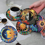 ijbnhd 8 Pcs Sun & Moon Diamond Art Coasters with Holder-DIY Sun & Moon Diamond Painting Coasters 5D Art Coaster with Cork Pads for Adults for Holiday Gift ijbnhd