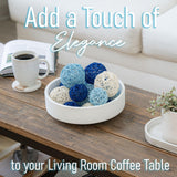 VELOVA Large White Concrete Decorative Bowl with 24 Decorative Balls, Fruit Key Holder Bowls Boho Modern Home Decor Accent for Dining Room Centerpiece Living Room Coffee Table Shelf Entryway Rattan VELOVA