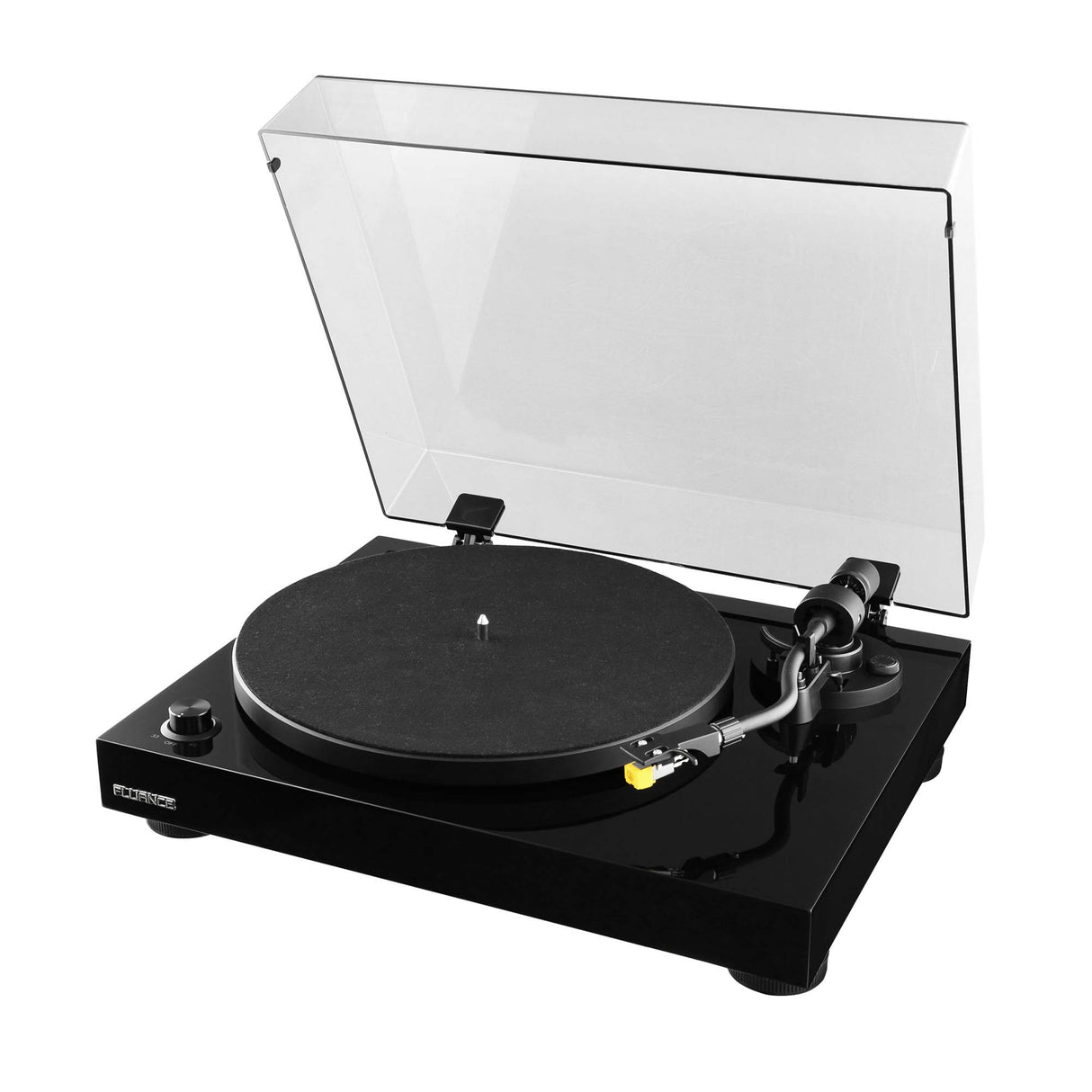 Fluance RT80 Classic High Fidelity Vinyl Turntable Record Player with Audio Technica AT91 Cartridge, Belt Drive, Built-in Preamp, Adjustable Counterweight, Solid Wood Plinth - Piano Black Fluance