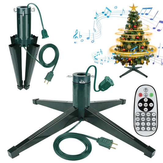 360° Rotating Christmas Tree Stand - Christmas Tree Spinner with Music, Stable Artificial Tree Stands Base Holder for Up to 8ft 100lb Xmas Trees