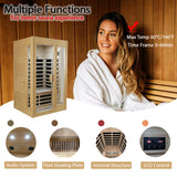 LTCCDSS Sauna, Far Infrared Saunas for Home, Wood Sauna 2 Person 1500W/120V Low Emf Indoor Sauna Room with Tempered Glass Door/Bluetooth Speakers/2 LED Lights - 43.2 * 38.3 * 73 inch LTCCDSS