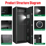 TOLEBLID [2025 New] 7-8 Fireproof Biometric Gun Safes for Home Rifle and Pistols, Heavy Duty Anti-Theft Long Gun Safes for Rifles and Shotguns with 3 Handgun Pocket, Removable Shelf, Silent Mode TOLEBLID
