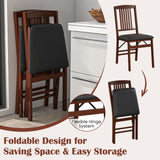 Giantex Folding Dining Chairs Set of 2, Solid Wood Frame, Foldable Wood Kitchen Chairs with Padded Seat, Max Load 400 Lbs, No Assembly, Armless Side Chairs for Apartment Dining Room, Brown & Black Giantex