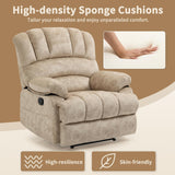 Manual Recliner Chair for Living Room, Single Sofa Recliners for Adults 350LBS, Heavy Duty Reclining Max 155 Degrees, Fabric Beige EZZUP