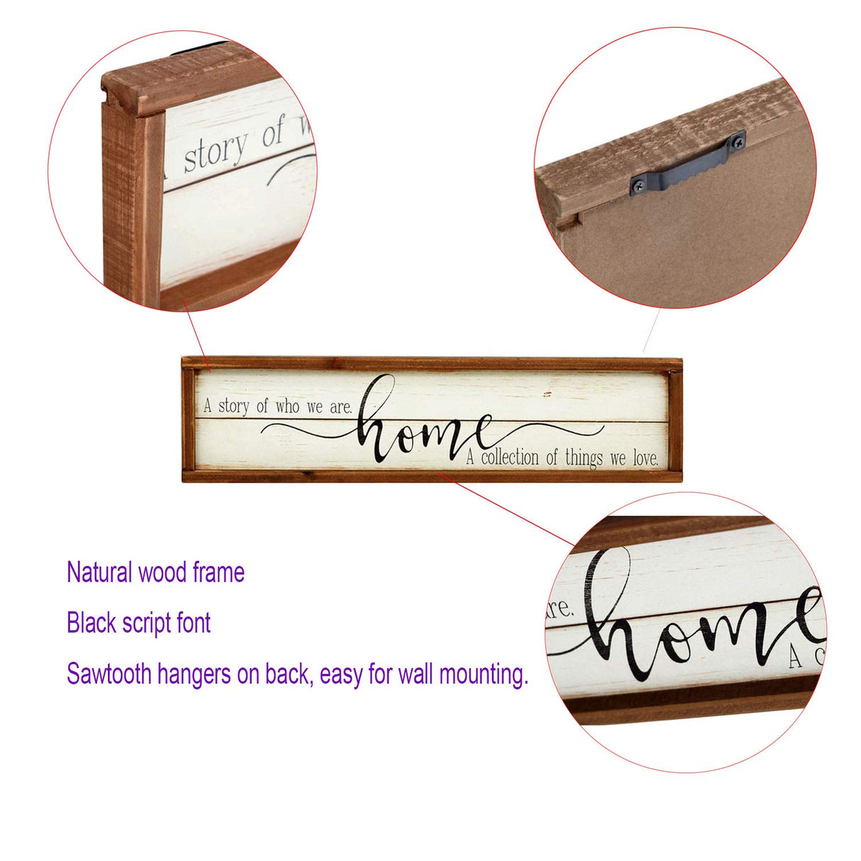 PARISLOFT A Story of Who We are Home Wood Framed Wall Decor Sign,Farmhouse Plaque,23.6 x 1.2 x 6 Inches PARISLOFT