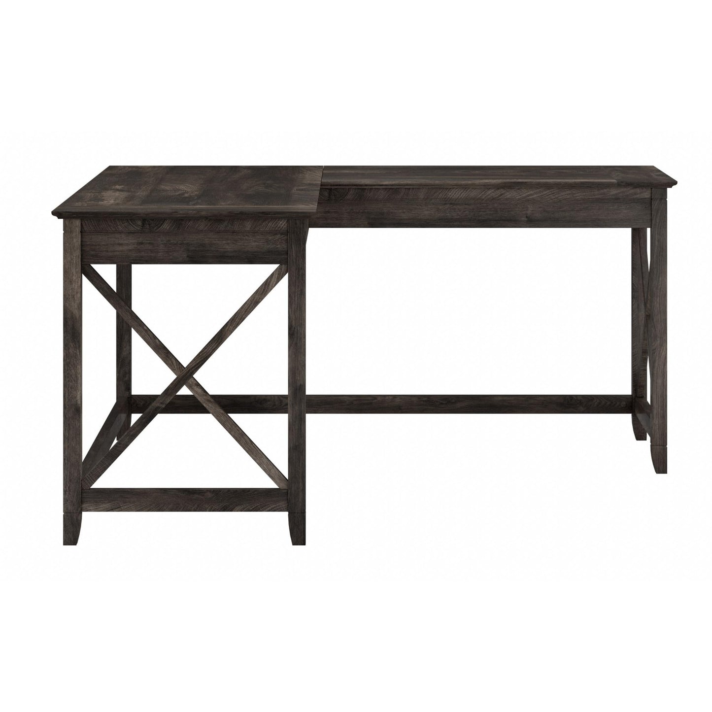 Bush Furniture Key West L Shaped Desk, 60-inch Modern Farmhouse Writing Desk for Home Office - WoodArtSupply