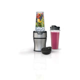 Ninja BN301 Nutri-Blender Plus Compact Personal Blender, 900-Peak-Watt Motor, Frozen Drinks, Smoothies, Sauces & More, (3) 20 oz. To-Go Cups, (2) Spout-Lids (1) Storage-Lid, Dishwasher Safe, Silver Ninja