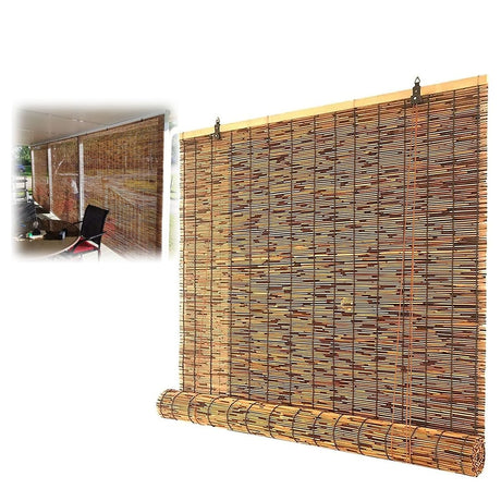 ADafeg Blackout Bamboo Roller Shades for Indoor Outdoor, Vintage Bamboo Blinds for Patio 24in 28in 30in 32in 36in 48in 60in 72in Wide, Natural Bamboo Roll Up Curtain Woven Custom Shades Cordless ADafeg