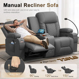 YONISEE Large Loveseat Recliner, Loveseat Recliner Sofa with Storage Console, Recliner Chair with USB Ports, 2 Cell Phone Holders, Cup Holder, Loveseat Couch for Living Room (Dark Gray) YONISEE