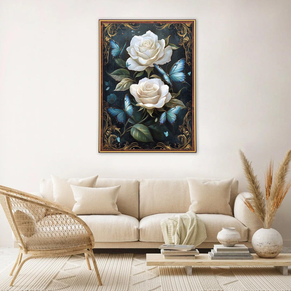 MEIYUDA Flowers Diamond Painting Kits for Adults, Butterfly Rose Diamond Art Kits for Adults Beginners, DIY Full Diamond Art Painting Kit for Present Home Wall Decor 12x16 Inch MEIYUDA