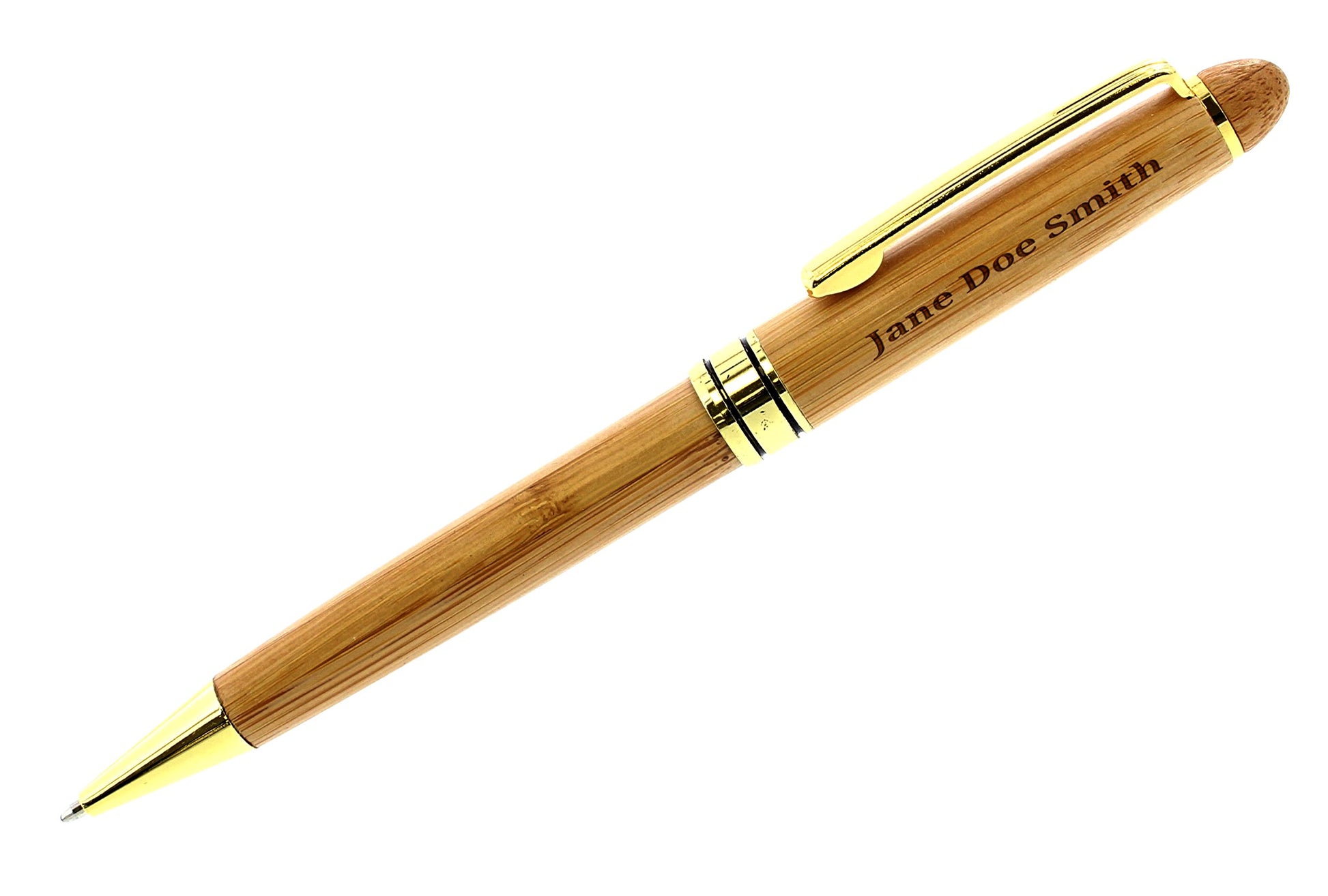 Custom Pen Insert Name or Text Boss Personalized Laser Engraved Custom Wooden Bamboo Pen - WoodArtSupply