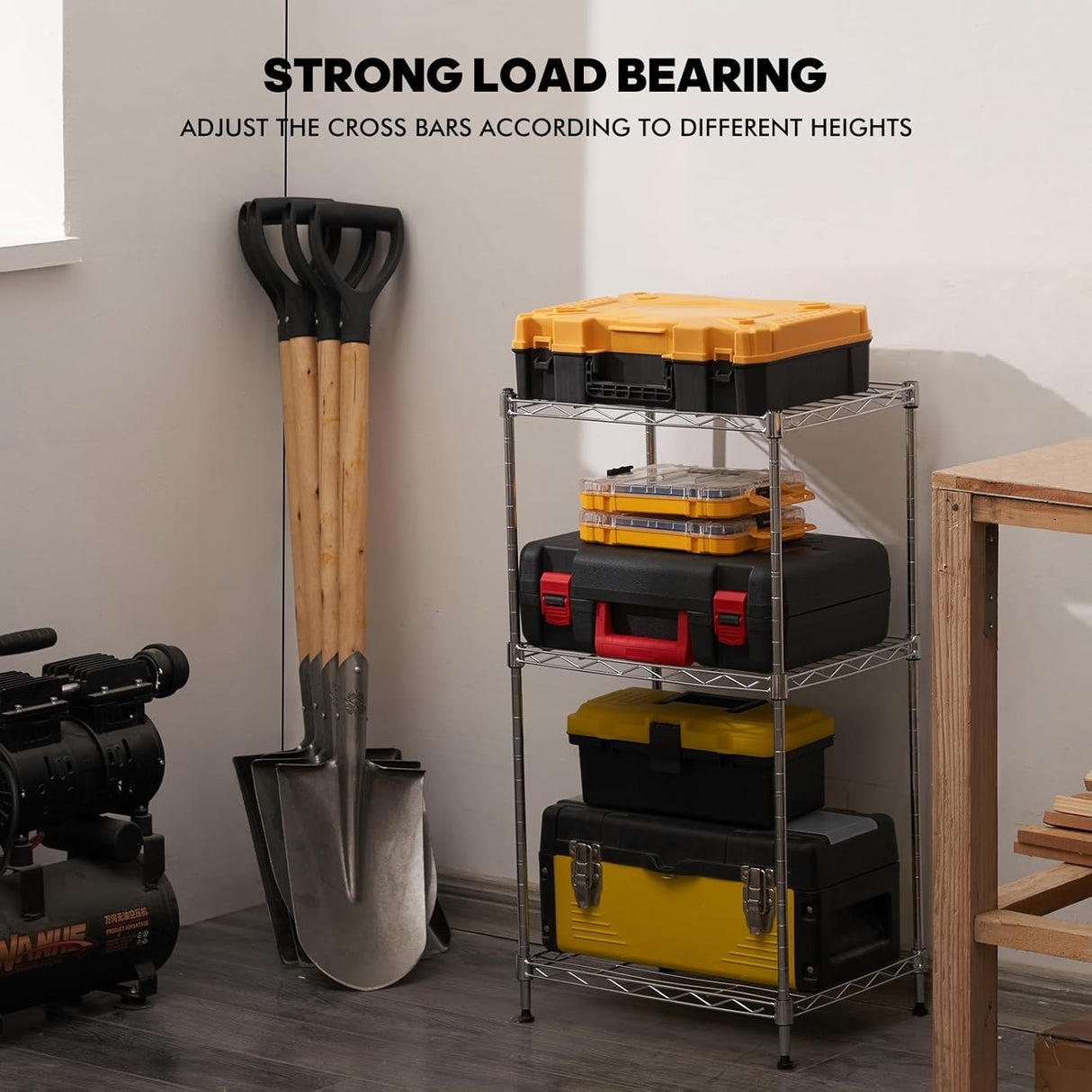 Land Guard Height-Adjustable Chrome Storage Racks and Shelving, 3-Tier Wire Shelf, Metal Rack Shelving, Narrow Storage Rack for Laundry Bathroom Kitchen Pantry Closet (16”L x 12”W x 30”H)… Land Guard