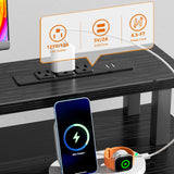 Furologee Black Computer Desk with 4 Drawers, 60" Long Office Desk with Fabric File Cabinet and Power Outlets, Gaming Desk with LED Lights, Study Writing Work Desk for Home Office Furologee