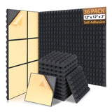 AUSLET 36 Pack Sound Proof Foam Panels for Walls 12" X 12" X 2" Pyramid Acoustic Foam Panels with Self-Adhesive High Density Soundproof Wall Panels for Studio and Home AUSLET