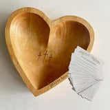 Prayer Bowl with Cards, Heart Prayer Bowl Wooden, Christian Gifts for Women Men, Wood Prayer Dough Bowl, Heart Shaped Decor Bowl, Birthday, Retirement, Religious, Easter Gift for Mom Dad Sereficy