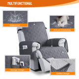 VANSOFY 100% Waterproof Recliner Chair Covers, Recliner Cover Non-Slip Dog Chair Cover Furniture Protector Washable Slipcover with Pocket, Elastic Straps for Pets, Dogs(Dark Gray, 23.6") VANSOFY