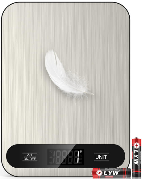 Mik-Nana Food Scale, 22lb Digital Kitchen Scale with 6 Units Tare Function & LCD Display, Stainless Steel Weight Grams and Ounces for Baking, Cooking and Meal Prep (Batteries Included) Mik-Nana