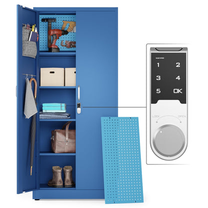 METALTIGER Metal Storage Cabinet with Digital Lock | Garage Storage Cabinet | Pegboard | 71" Lockable Tool Cabinet | Locking Cabinets (Dark Blue) - WoodArtSupply