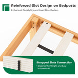 DELAVIN Twin Bed Frame with Headboard, Malaysian Oak Wood Platform Bed Frame, Farmhouse Bed Frame with 12 Wooden Slats Support, No Box Spring Needed, Easy Assembly, Twin, Rustic Pine DELAVIN