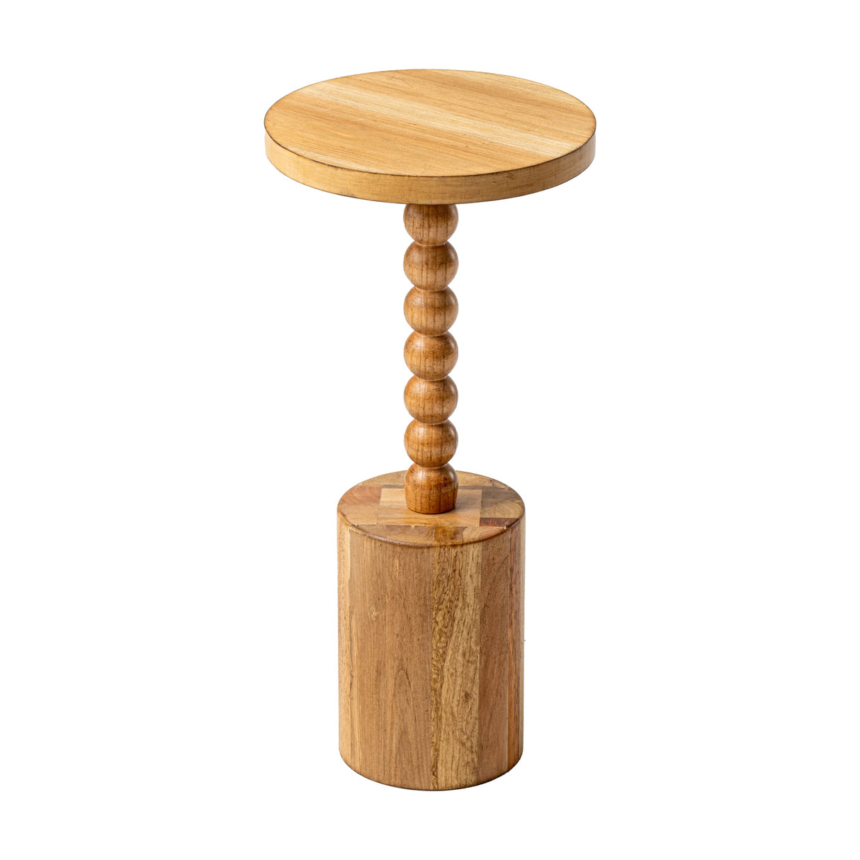 COZAYH Farmhouse Pedestal End table, Rustic Wood Drink Table with Base, Round Martini Table for Small Space Living Room, Bedroom, Natural Wood Color COZAYH