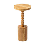 COZAYH Farmhouse Pedestal End table, Rustic Wood Drink Table with Base, Round Martini Table for Small Space Living Room, Bedroom, Natural Wood Color COZAYH