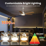 Hisummer 52 inch Modern Ceiling Fan with Light and Remote, Large Farmhouse Ceiling Fan with Lights, Silver White Ceiling Fan with Light for Bedroom Living Room Kitchen Garage, 6 Blade, 6 Speeds Hisummer