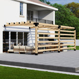 DIY Wooden Pergola Kit with Roof (5 Rafters) and 2 Privacy Walls (6 Slats Each) - Any Size Up to 24' x 12' Zen Pergolas