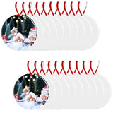 Sublimation Blank Ornaments 4 Inch Round Aluminium Haning Ornament 20 PCS Bulk for HTV Crafting DIY and Chritsmas Tree Decoration WANZELONYO