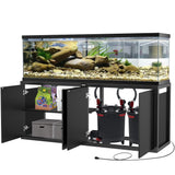 GDLF 125-150 Gallon Fish Tank Stand, Heavy Duty Metal Aquarium Stand with Power Outlet and Cabinet for Fish Tank Filters and Accessories,72.8" L*18.9" W,2200LBS Capacity (Stand Only) GDLF
