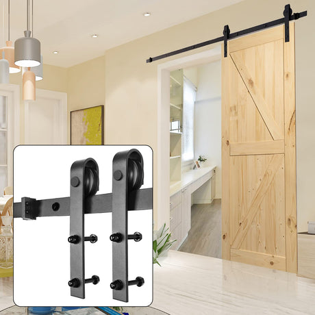 U-MAX 6.6 FT Sliding Barn Wood Door Basic Sliding Track Hardware Kit (Basic "J") U-MAX