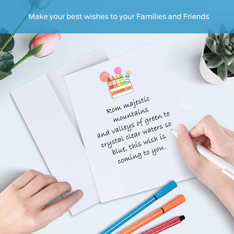 Ohuhu Blank White Cards and Envelopes 100 Pack - 5" x 7" Heavyweight Folded Cardstock and A7 Envelopes for DIY Greeting Cards Wedding Birthday Invitations Baby Shower Thank You Cards and All Occasions Ohuhu