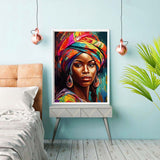 Reofrey DIY Diamond Art Kits for Adults African Woman, Full Drill Round Rhinestone Diamond Painting Kits, Cross Stitch Embroidery Canvas for Crafts Home Wall Decor 30x40cm Reofrey