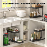 Meltrck Under Sink Organizer 2 Pack,Bathroom Under Cabinet Storage with Pull Out Sliding Drawers for Kitchen Organization,12.8 Inch,Black Meltrck