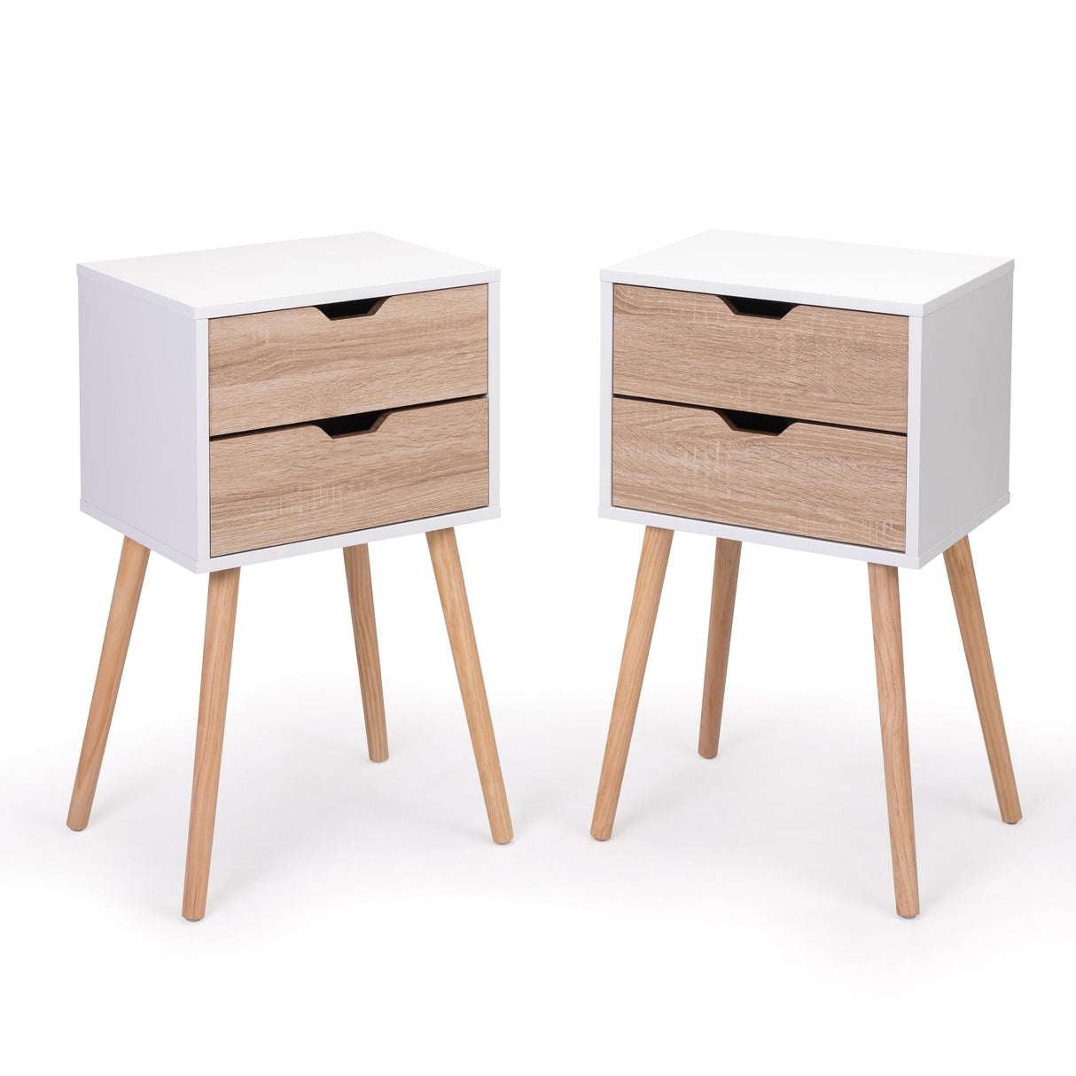 JAXPETY Nightstands Set of 2, Night Stand with Drawers, Bedside Tables with Solid Wood Legs and Large Storage Space, End Table, Side Table, for Bedroom, White JAXPETY