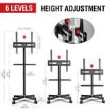 AOKCOS Rolling TV Stand - Mobile TV Stand on Wheels for 32-65 inch Flat/Curved TVs with Tilting, Height Adjustment Portable Rolling TV Cart Hold up to 88 Lbs for Livingroom, Bedroom, Office, Outdoor AOKCOS