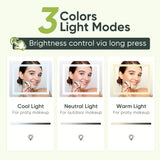 Vanity, Small Vanity Desk with Mirror and Lights, Farmhouse Makeup Vanity Table with 3 Adjustable Lighted Mirror and Chair for Compact Space, Corner Mini White Make up Table with Fold-up Panel Smart FENDEE