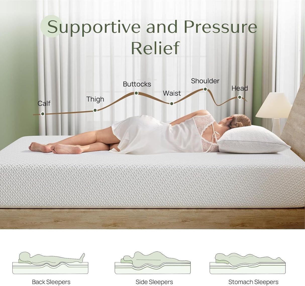 Rolanstar King Size Mattress, 8 Inch Gel Memory Foam Mattress in a Box, Fiberglass Free, Breathable for Cooler Sleep Supportive & Pressure Relief, CertiPUR-US Certified, White Rolanstar