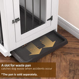 Zakkart Dog Crate Furniture Barn Door for Medium Dogs Up to 40 lbs. - Puppy Kennel w/Thickened Farmhouse Top & Steel Bars - 30'' Wide - White Decorative Modern Dog Crate Table, End Table, Nightstand Zakkart