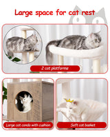 Gitelsnour Cat Tree with Litter Box Enclosure, Large Wooden Cat Tower Cat Condo for Indoor Cats with Play Garden (Leaf, Lawn, Hair Rubbers), Modern Cat House, Rustic Gray GCT110SG Gitelsnour