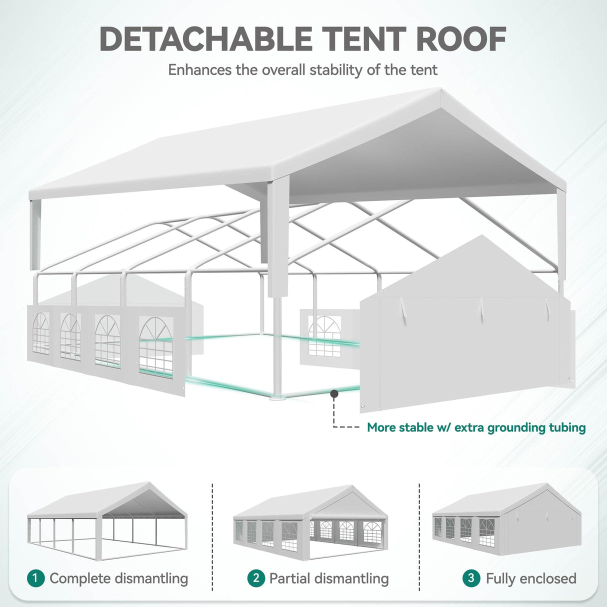 YITAHOME 20x30 ft Outdoor Heavy Duty Party Tent Wedding Event Shelters Upgraded Galvanized Canopy with Large White Roof, Removable PVC Sidewalls & 3 Storage Bags YITAHOME