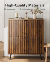 Shoe Storage Cabinet, Fluted Shoe Cabinet Storage for Entryway, Walnut Hidden Shoe Cabinet with Metal Legs,Shoe Organizer Cabinet with Flip Doors, Slim Entryway Shoe Storage Cabinet （31.5in） Smart FENDEE