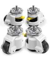HOLKIE Leveling Stem Casters Set of 4 Heavy Duty Retractable Caster Wheels, 1/2" and M12 Stem Size, Total Capacity 3300 Lbs, Adjustable Wheel with Ratchet Handle for Workbench, Machine, Equipment HOLKIE