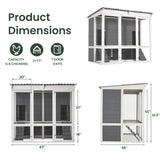 AECOJOY 67'' Extra Large Chicken Coop with Run, Wood Chicken House with 4 Nesting Boxes & Roost Bar for 8-10 Chickens, Outdoor Hen Fence Poultry Pet Cage for Backyard AECOJOY