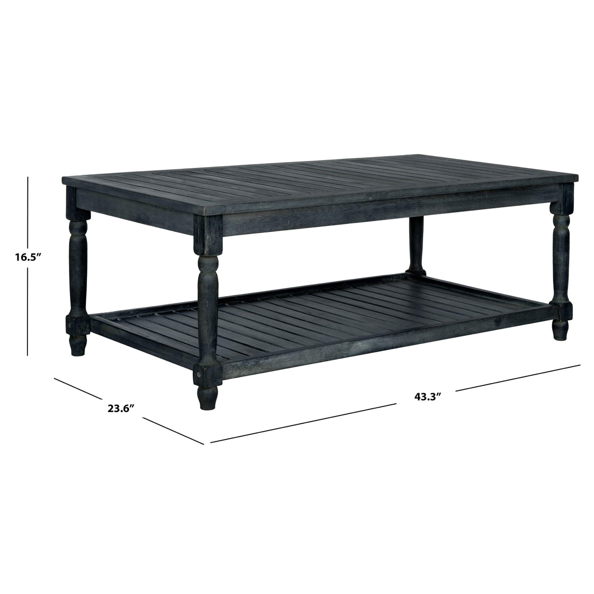 SAFAVIEH Outdoor Collection Oakley Dark Slate Grey Coffee Table SAFAVIEH