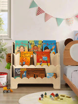 Tohiasen Kids Bookshelf Wooden 3-Tier, Scalloped Book Shelf for Kids Rooms, Front Facing Toddler Montessori Bookshelf, Baby Nursery Book Shelves Kids Classroom Bookshelf Bookcase Tohiasen
