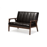 Baxton Studio Nikko 2-Seater Sofa, 29.45LX44.66WX31.59H, Dark Brown Baxton Studio